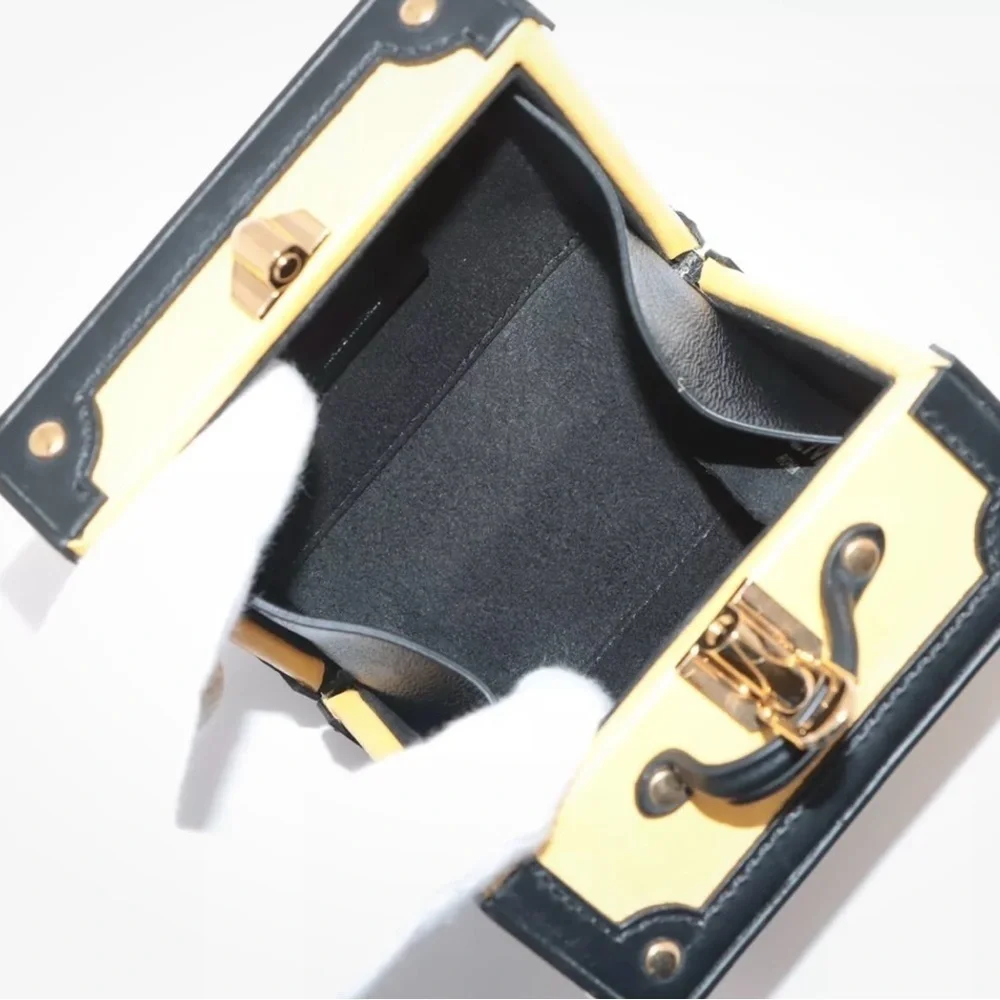 Fendi Trunk Charm GP & Leather Black x yellow
